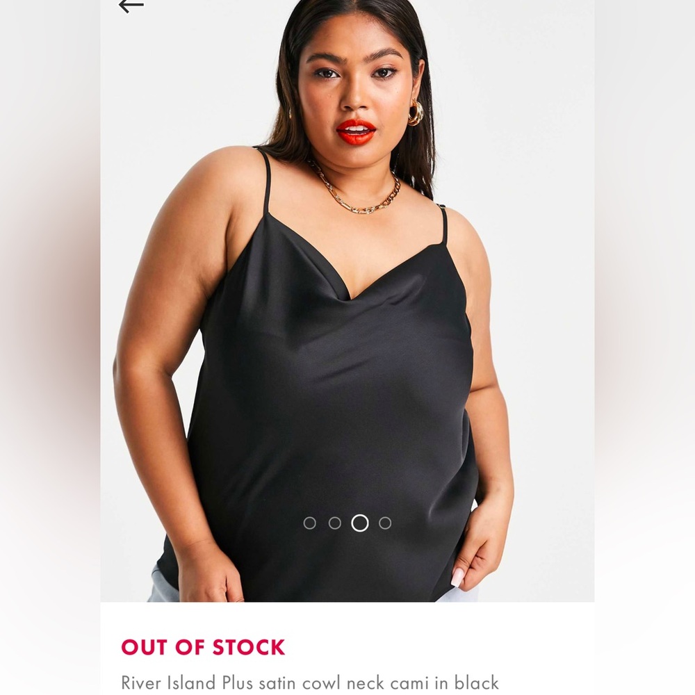 River Island Plus Satin Cowl Neck Cami in Black
